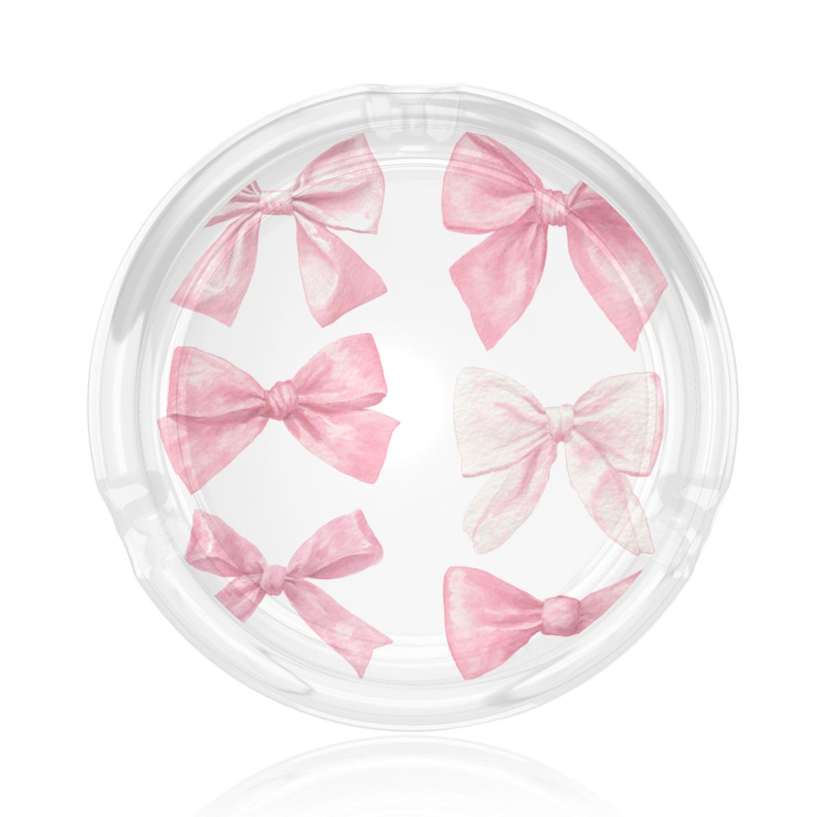 Watercolor Pink Coquette Silk Bows And Ribbons Glass Ashtray For Cigarettes Ash Trays Case For Home Office Decor