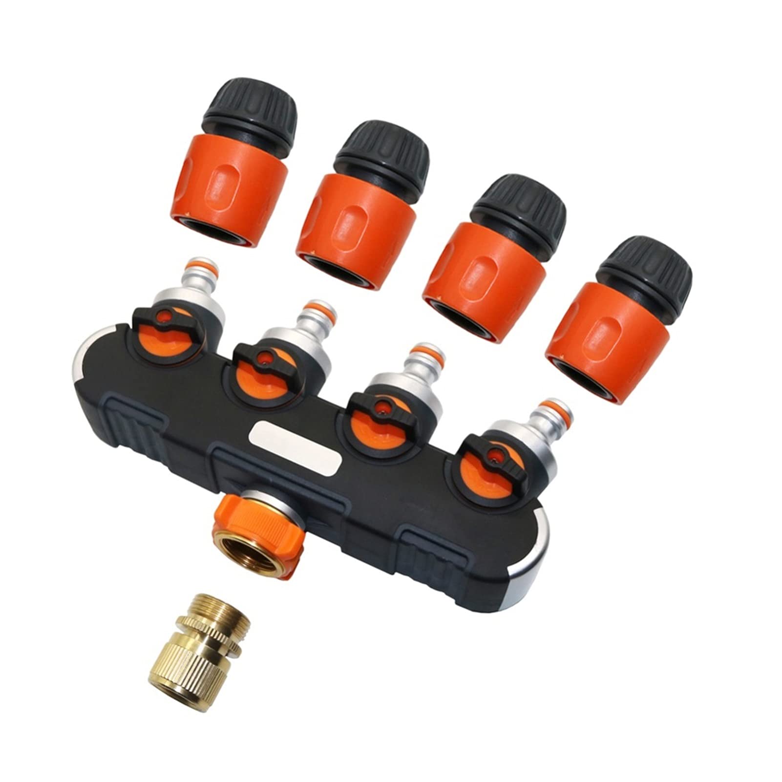 Adaptador de manguera de plomería de jardín Conector de la manguera del distribuidor del distribuidor de la válvula de la manguera de cuatro direcciones del grifo del jardín para el conector de la man