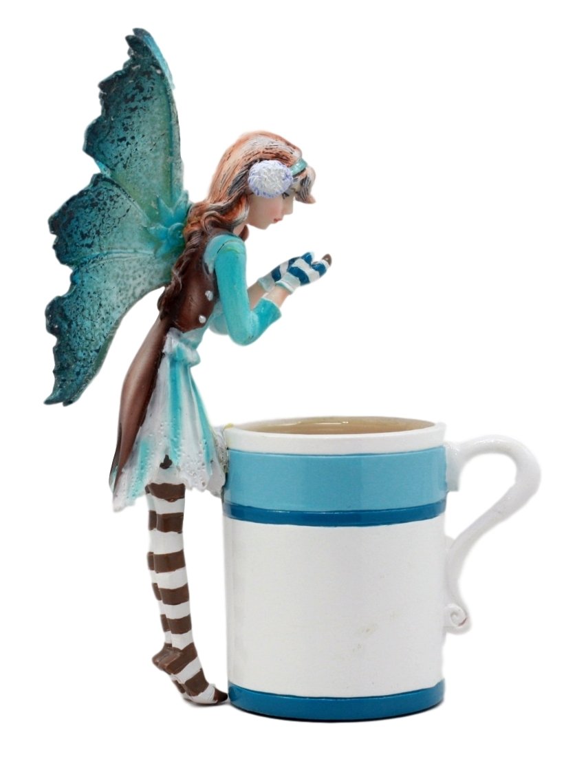 Atlantic Collectibles - Figura de hada de cacao, color marrón y crema, figura de hada de cacao caliente, 15,24 cm de alto