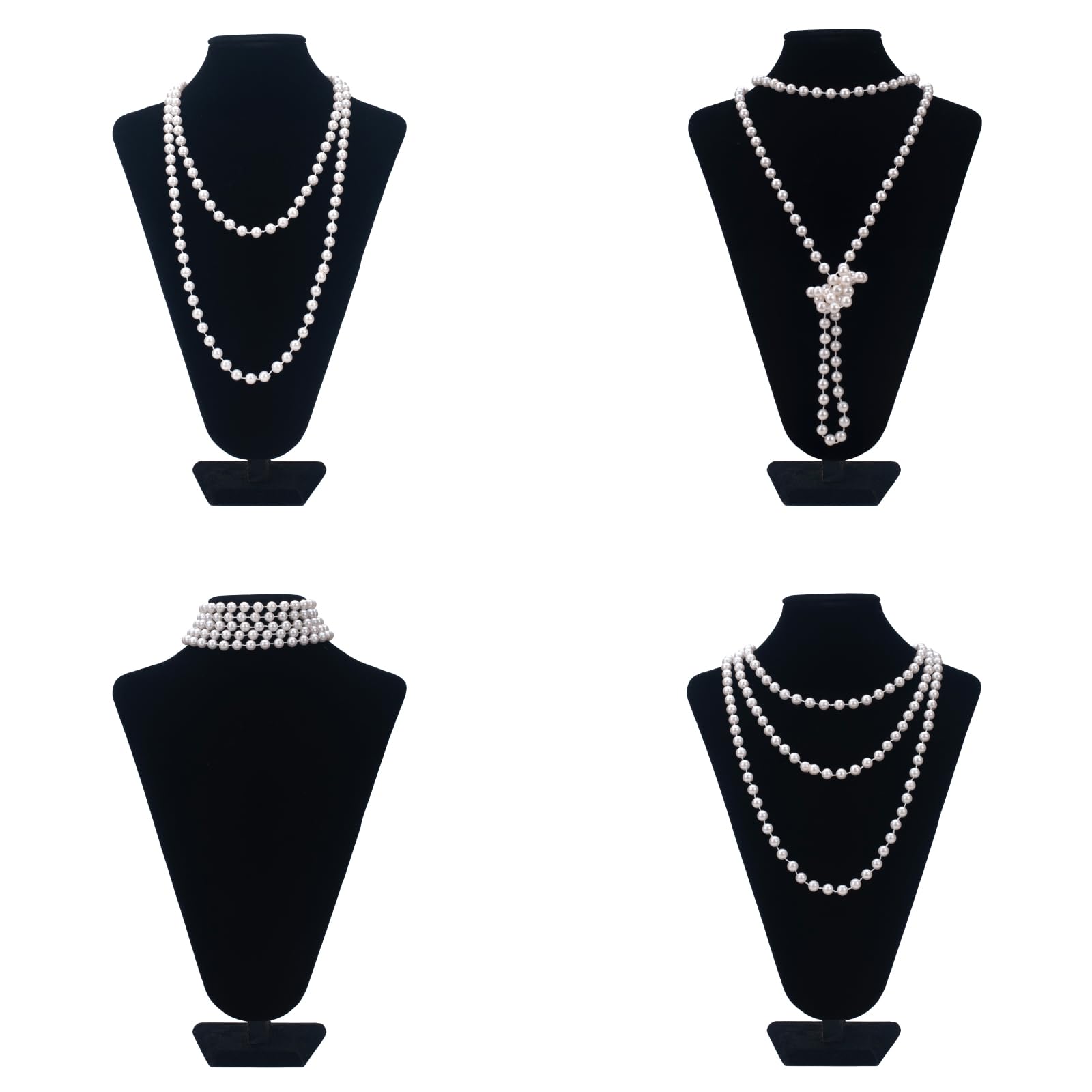 1920s Pearl Jewelry Set - Long Pearl Necklace, Earring Set, Multilayer Bracelet - Flapper Accessories for Women