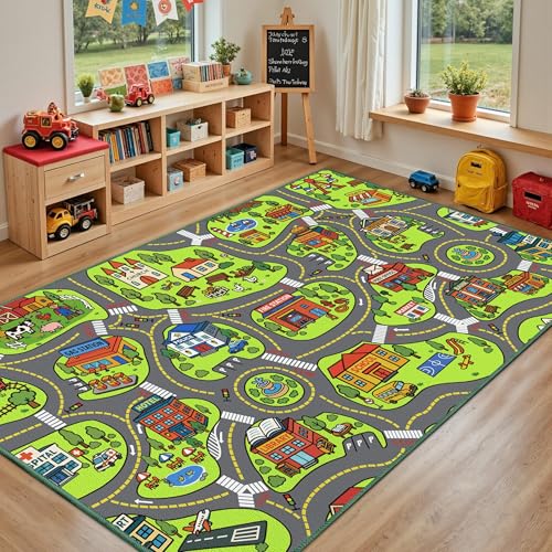 Upgrade Ultra Non Slip Kids Car Rug, Kids Road Playmat Rug