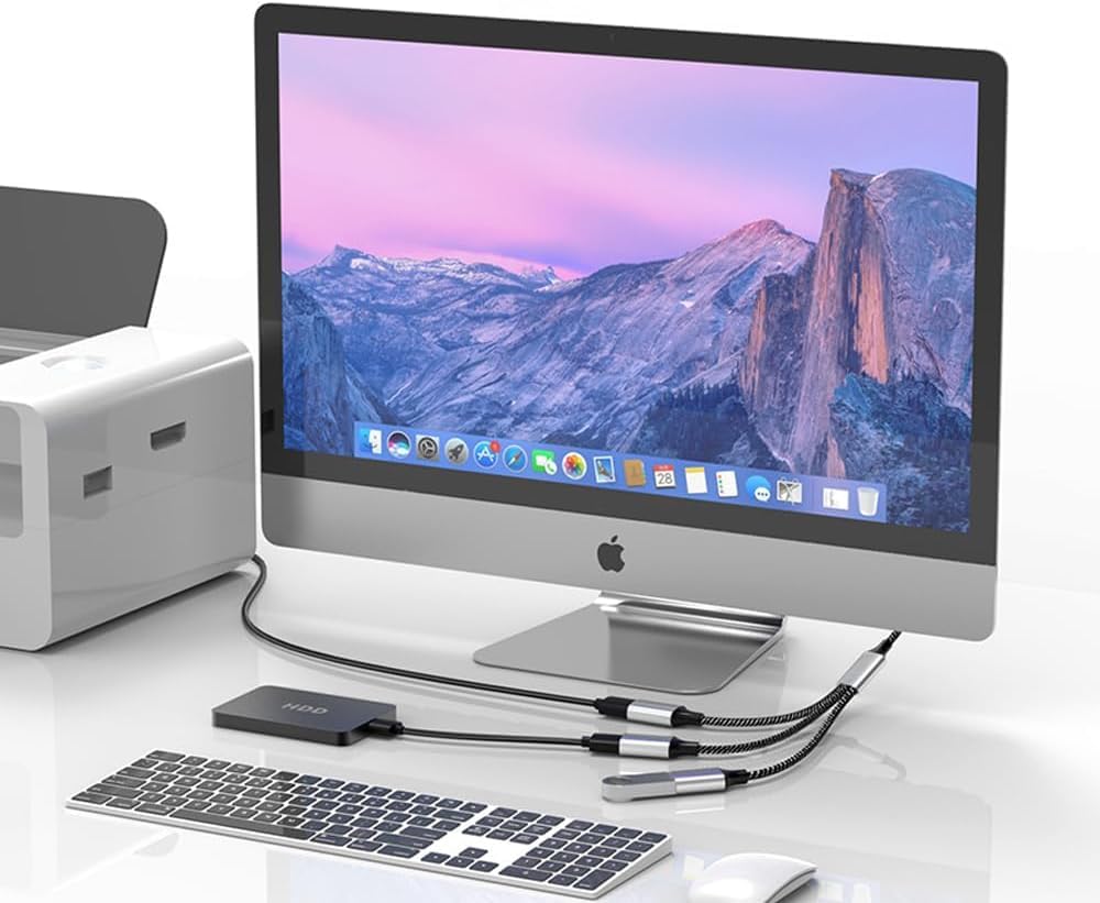Adattatore USB C maschio a tre prese USB cavo adattatore tipo C per alimentazione e dati, Multi Hub per MacBook, Pad, PC, laptop