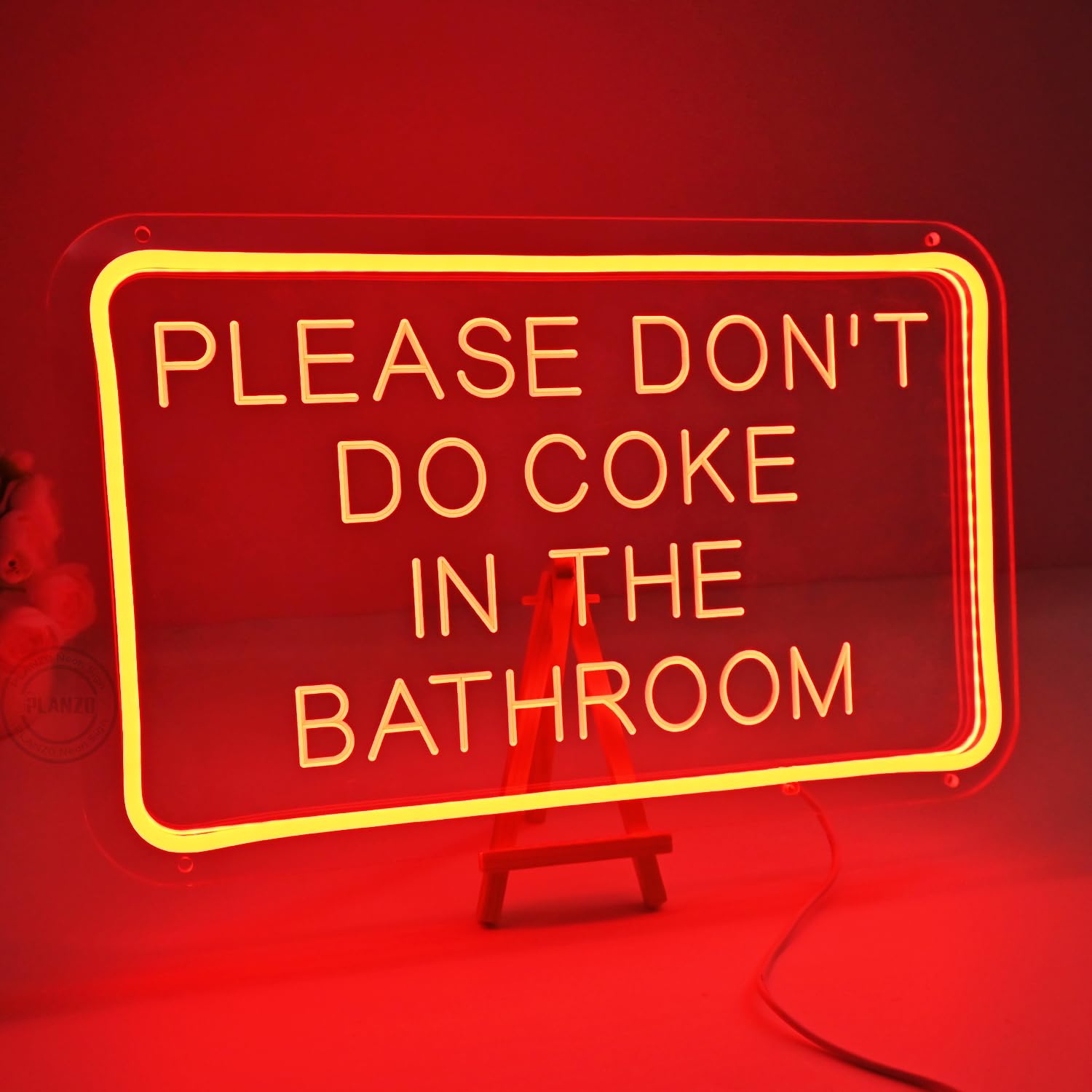 LED Neon Schild „Please Don’t Do Coke In The Bathroom“ – 40x25 Cm, USB, Dimmbar, Für Innen