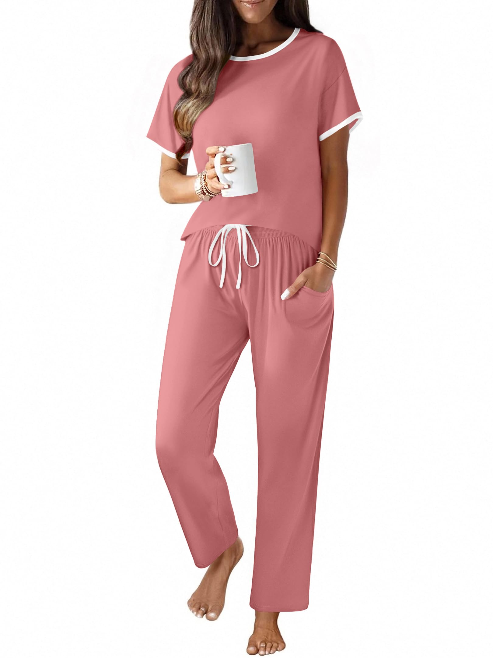 Ekouaer Womens Cotton Pajamas Set