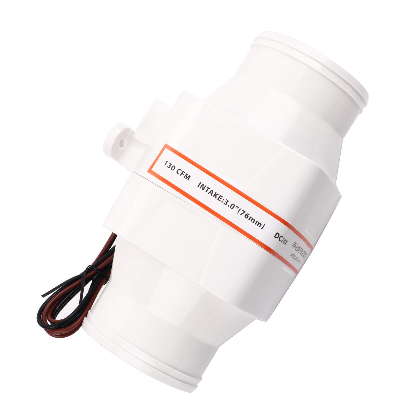 Ligne Souffleur Cale 3 Pouces/75 mm Ventilateur de Refroidissement Air 24V Silencieux Tuyau d'évacuation d'air Extracteur d'air Ventilateur Extracteur Haut débit Ventilateur pour Yacht Bateau RV