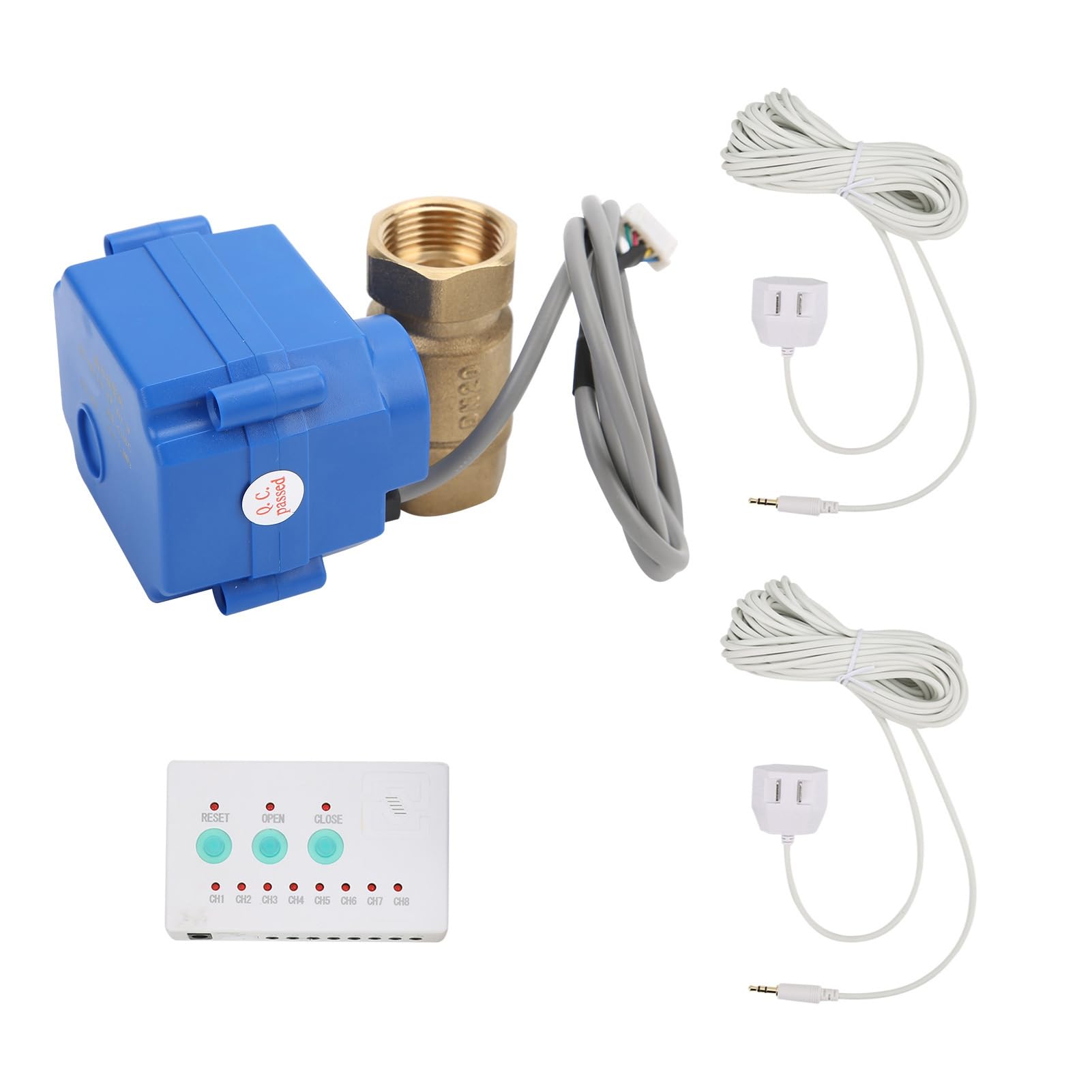 Detector de Fugas Torvex, Kit de de Alarma de detección de Fugas de Agua con válvula de Bola de latón Simple y Sensor para la protección de tuberías domésticas.