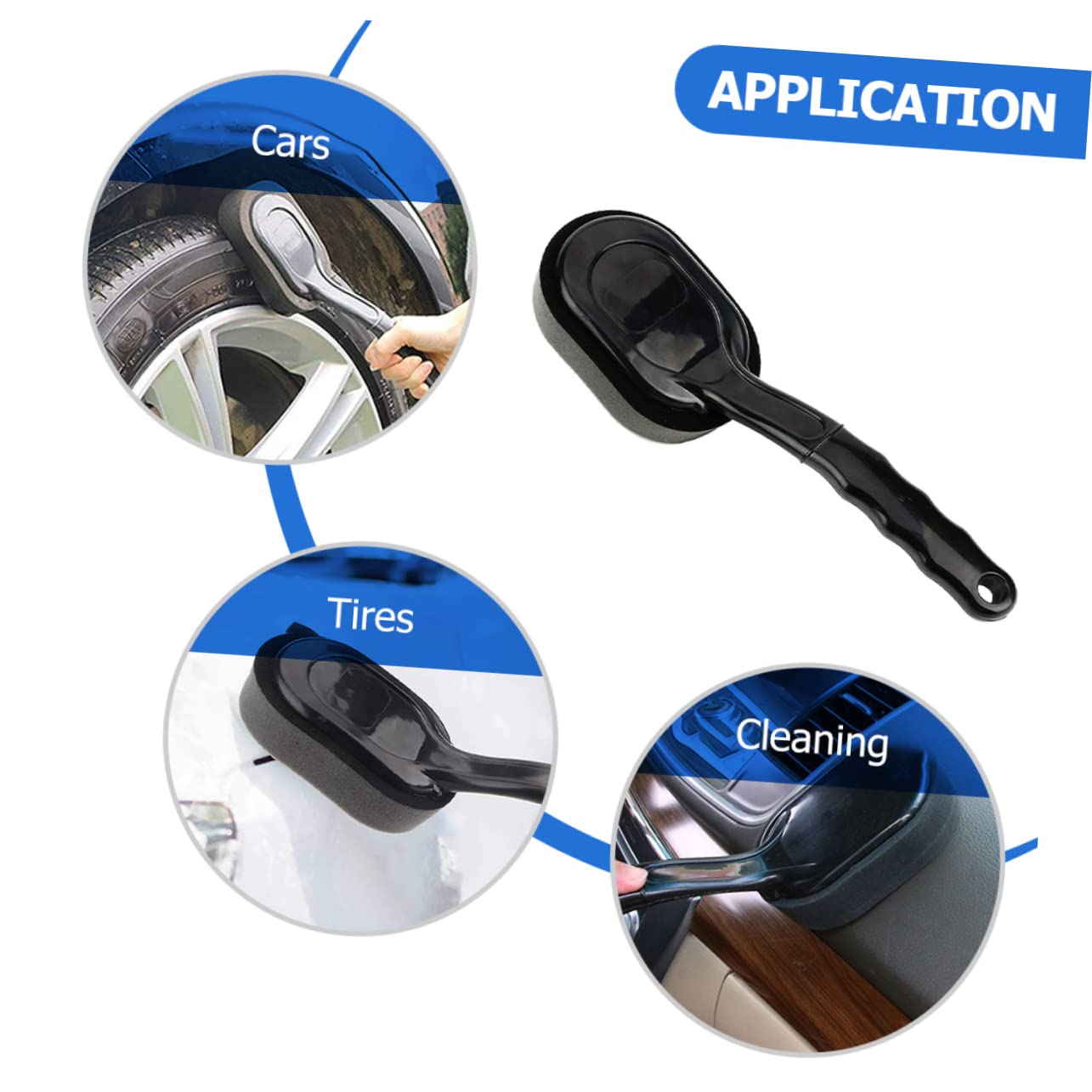 Amosfun 4 Pezzi Spazzola Detailing Auto per Cerchi con Sostituibile Applicatore Lucidante Pneumatici Leggera e Durevole per Pulizia Pneumatici e Cerchioni Auto