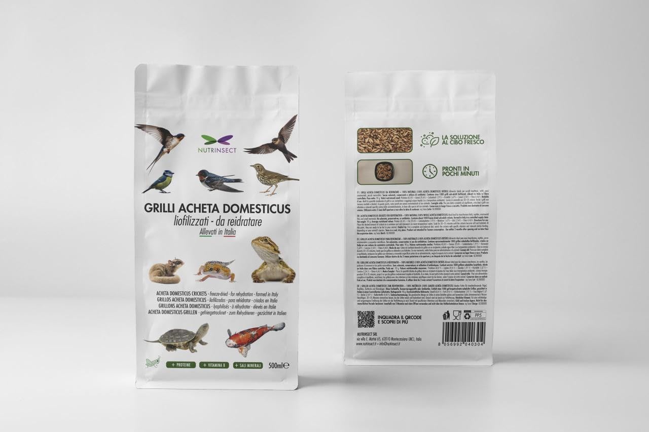 Nutrinsect - Freeze Dried Crickets - Natural Feed Ideal for Insect Birds such as Swallows, Swallows, Balestrucci based on Freeze Dried Shackles, Pack of 500 ml