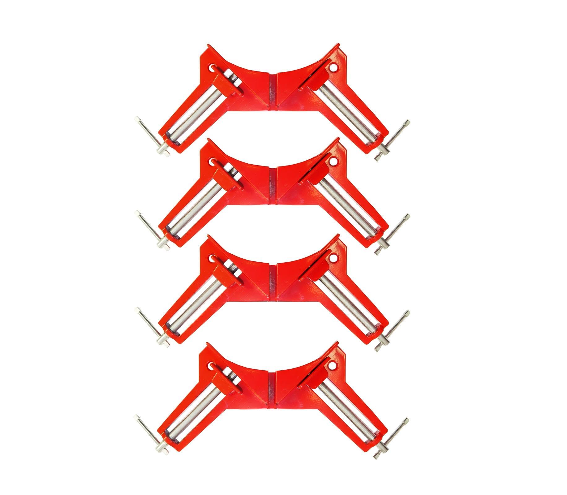 Fengzeying Red 4Sets Corner Clamps For Woodworking, 90 Degree Right Angle Clamp For Wood Welding Jig Picture Photo Frame, Adjustable Diy Hand Carpenter Tool Miter Corner Clamp