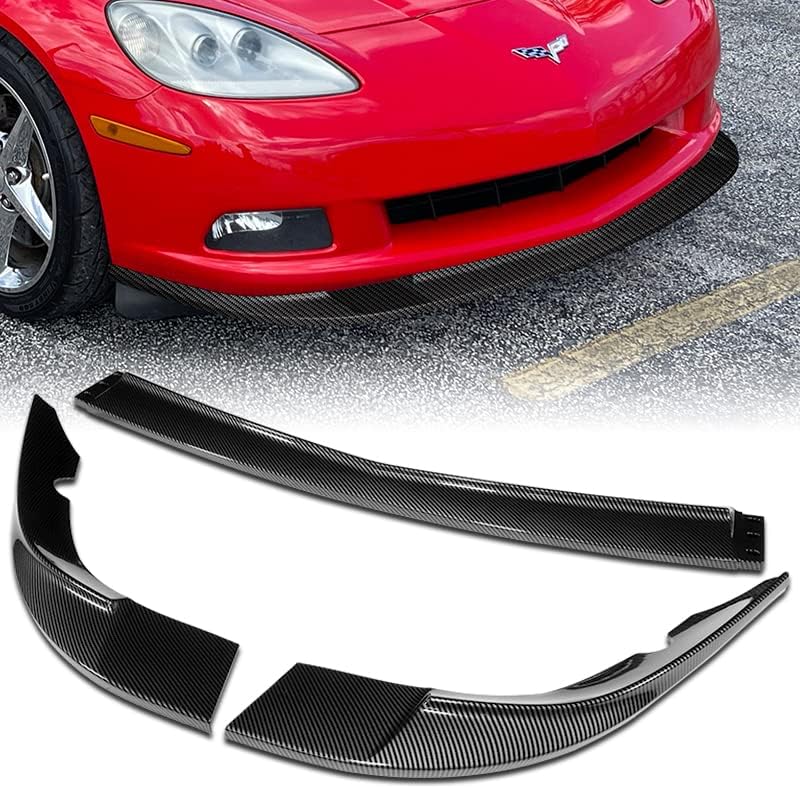 Q1-TECH, borde de parachoques delantero compatible con modelos base Chevy Corvette C6 2005-2013 solamente, alerón de parachoques delantero, kit de