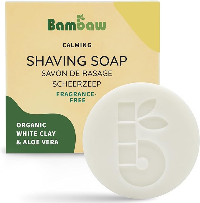 Bambaw Shaving Soap Bar 80g Organic White Clay & Aloe Vera