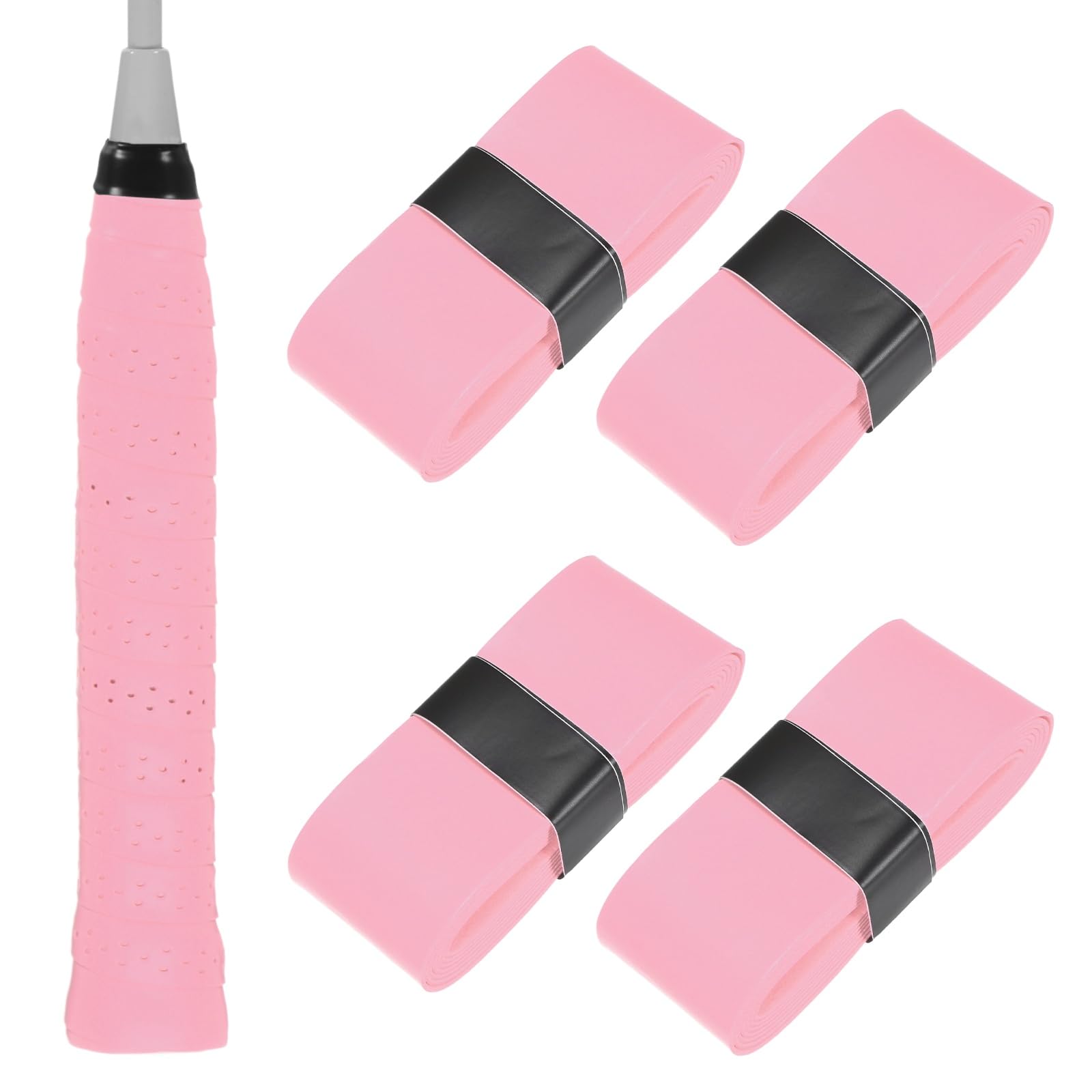 M METERXITY 4-Pack Tennis Racket Grip Tape PU, Light Pink, Anti-Slip