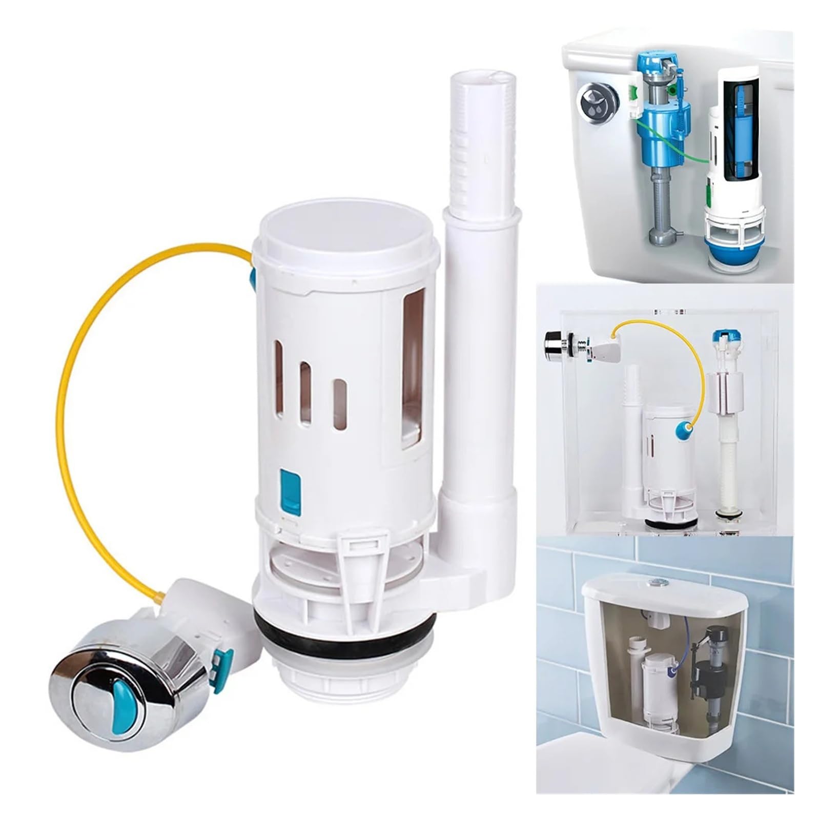 Scarico manuale per WC Valvola Di Scarico Doppio For Cassetta WC Con Pulsante, Regolabile Da 1,5" E 2"