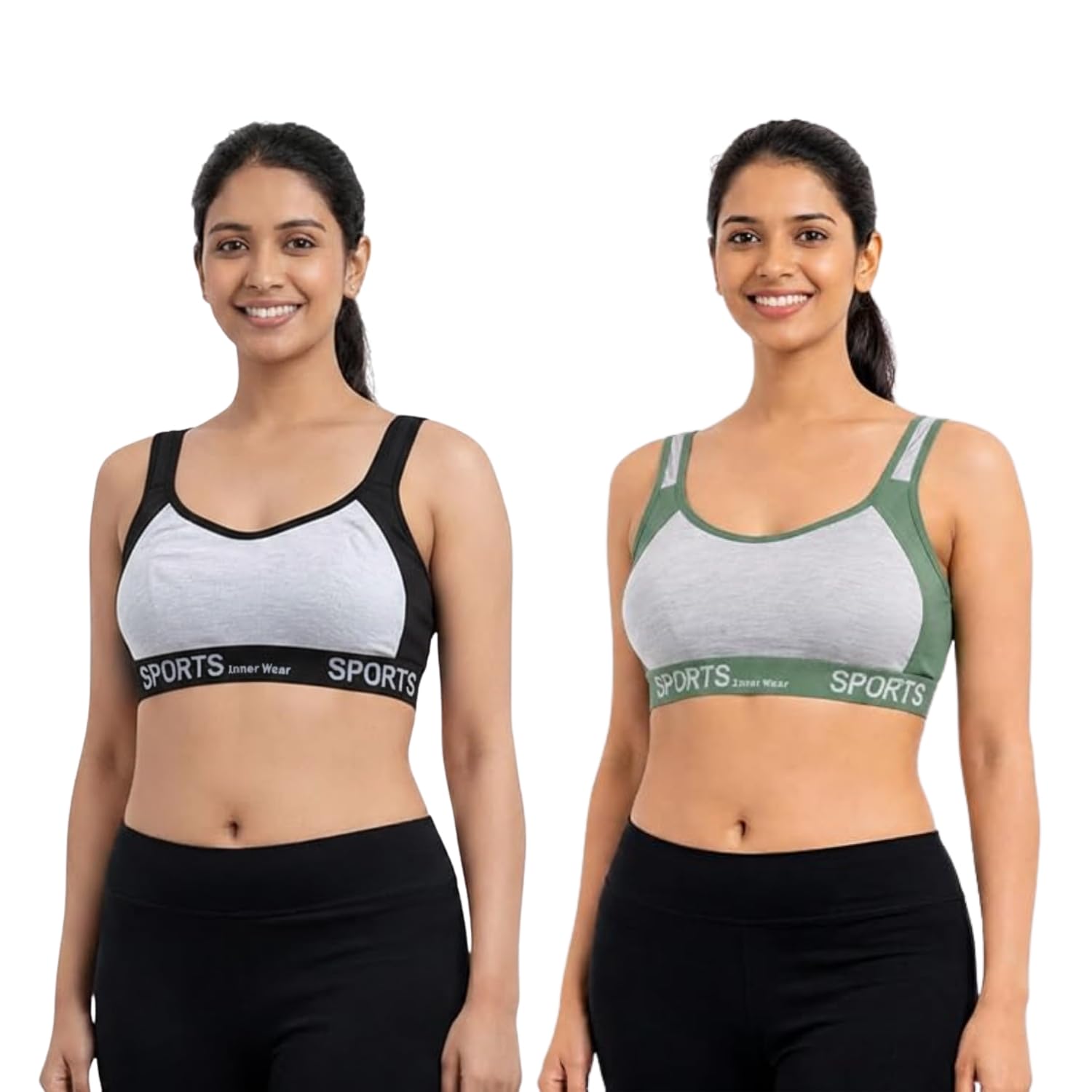 Cotton Sports Bra for Women & Girls | Non-Padded Non-Wired Full Coverage Stretchable Bra for Gym, Yoga, Running & Daily Workout-image-3