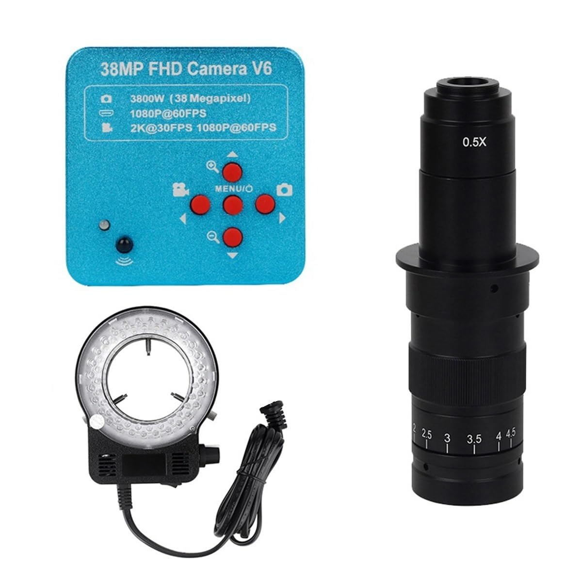 Microscope 38MP 3800W USB Industrial Electronic Digital Video Microscope Camera(38MP with 180X-light)
