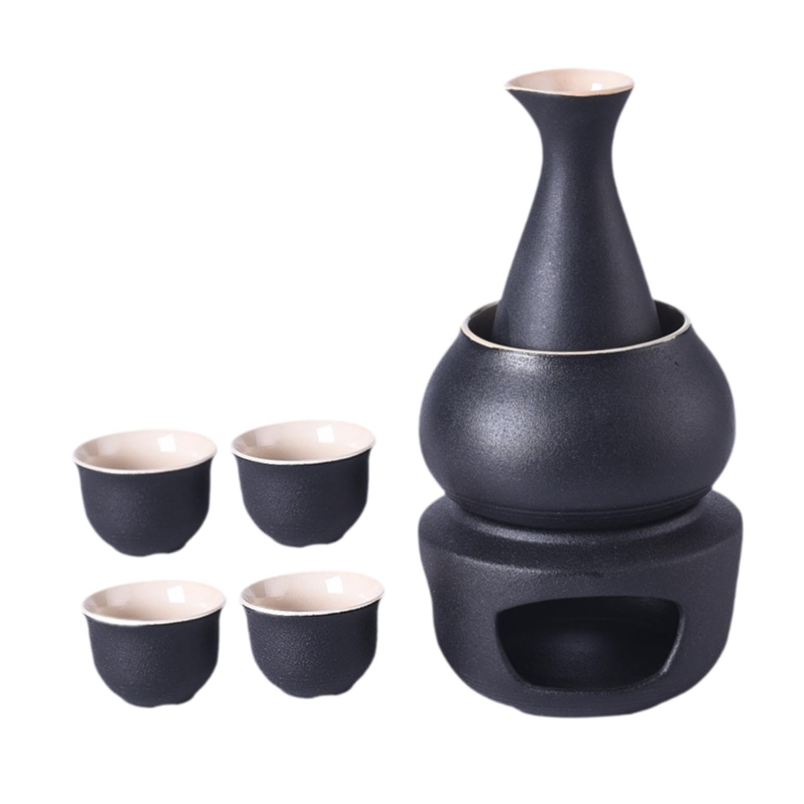 Gralara Service à Saké En Céramique avec Réchaud Traditionnel, Cadeau pour Restaurant à Domicile