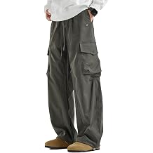 XYXIONGMAO Men's Black Tactical Casual Loose Cargo Pants Multi Pockets Casual Streetwear Trousers Techwear Sweatpants for Men
