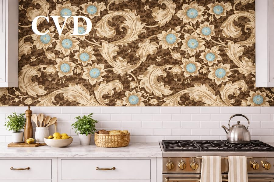 Image of CVD 3D Brown Cream Wallpaper | Peel & Stick Self Adhesive Wallpaper | Waterproof & Removable | Home Decor for Bedroom, Living Room & TV Wall (70 x 70 cm, Approx. 5.8 Sq. Feet, 1 Piece)