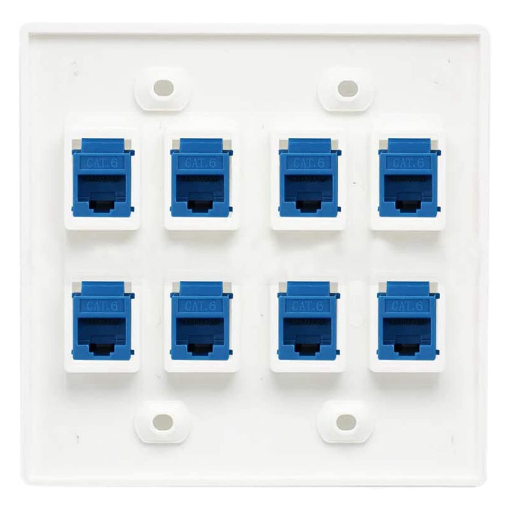 6X Plaque Murale Ethernet 8 Ports - Double Gang Cat6 RJ45 Jack Câble Réseau Façade à - Bleu