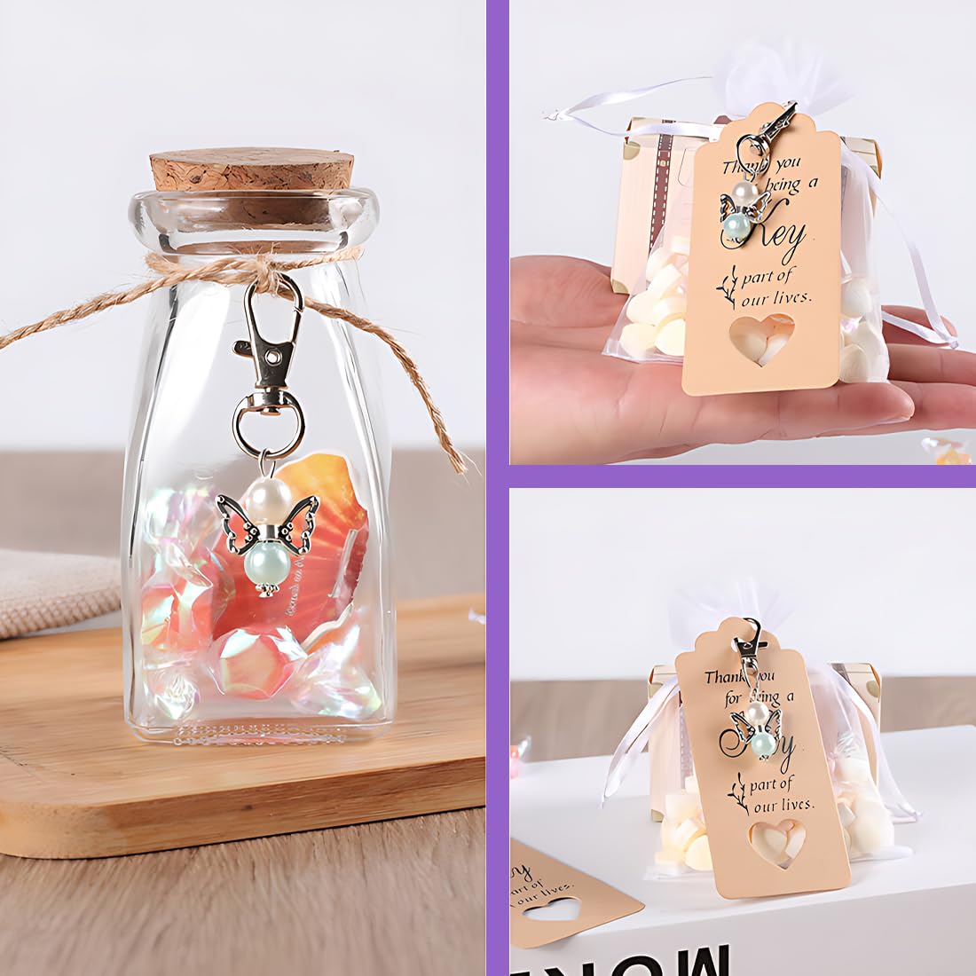 10 Portachiavi Angelo Custode Con Perline - Ciondoli Per Bomboniere Matrimonio, Battesimo E Comunione - Foto 2