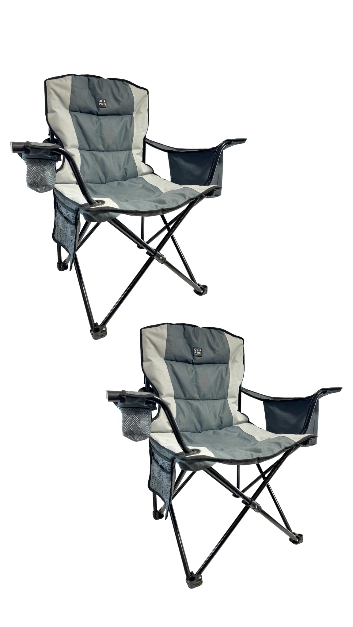 OLPRO Outdoor Leisure Products Henwick - Juego de 2 sillas plegables acolchadas, color gris y carbón