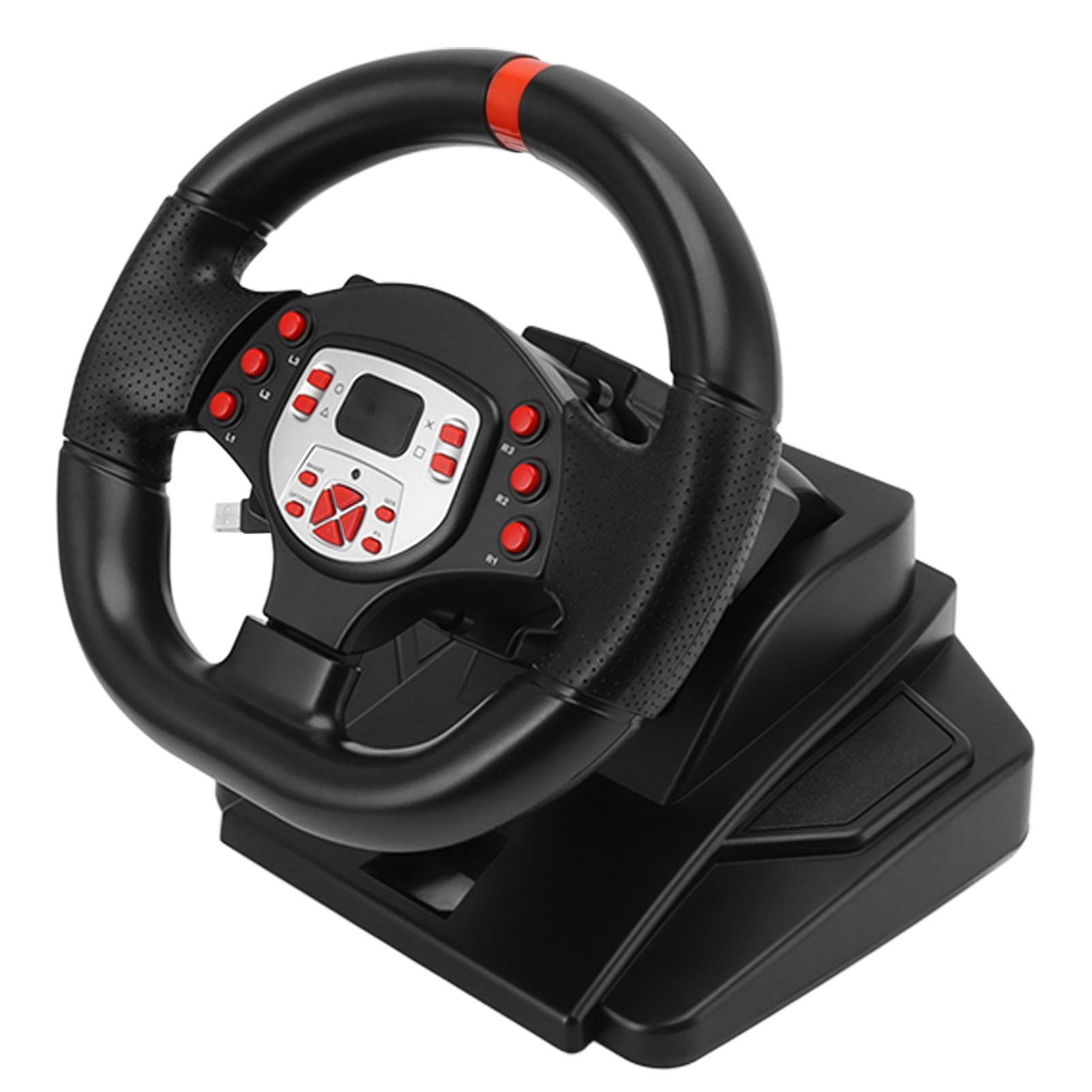 Cosiki Volante de Carreras, Volante para Juegos, Vibración, Volante para PC con Pedal, Paleta de de 180 Grados, 5 en 1 Driving Force Racing Wheel Simulador de Carreras para PC
