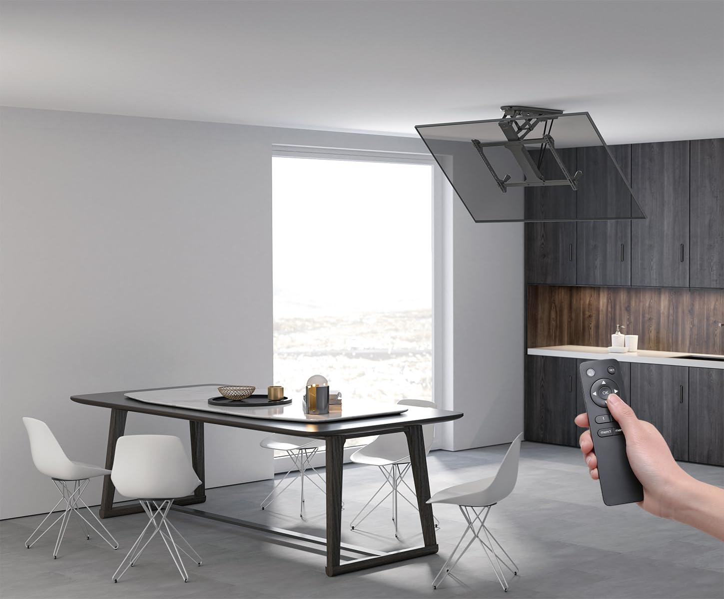 myWall HL 41ML Supporto da soffitto per TV a soffitto, regolabile, girevole, colore: Nero
