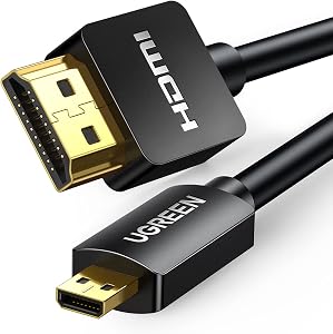 UGREEN Micro HDMI to HDMI Cable Adapter 4K 60Hz Ethernet Audio Return Channel Compatible with Hero 7/6 Raspberry Pi 4 Retroid Pocket 2+ Yoga 3 B500 Video Capture Card 3FT