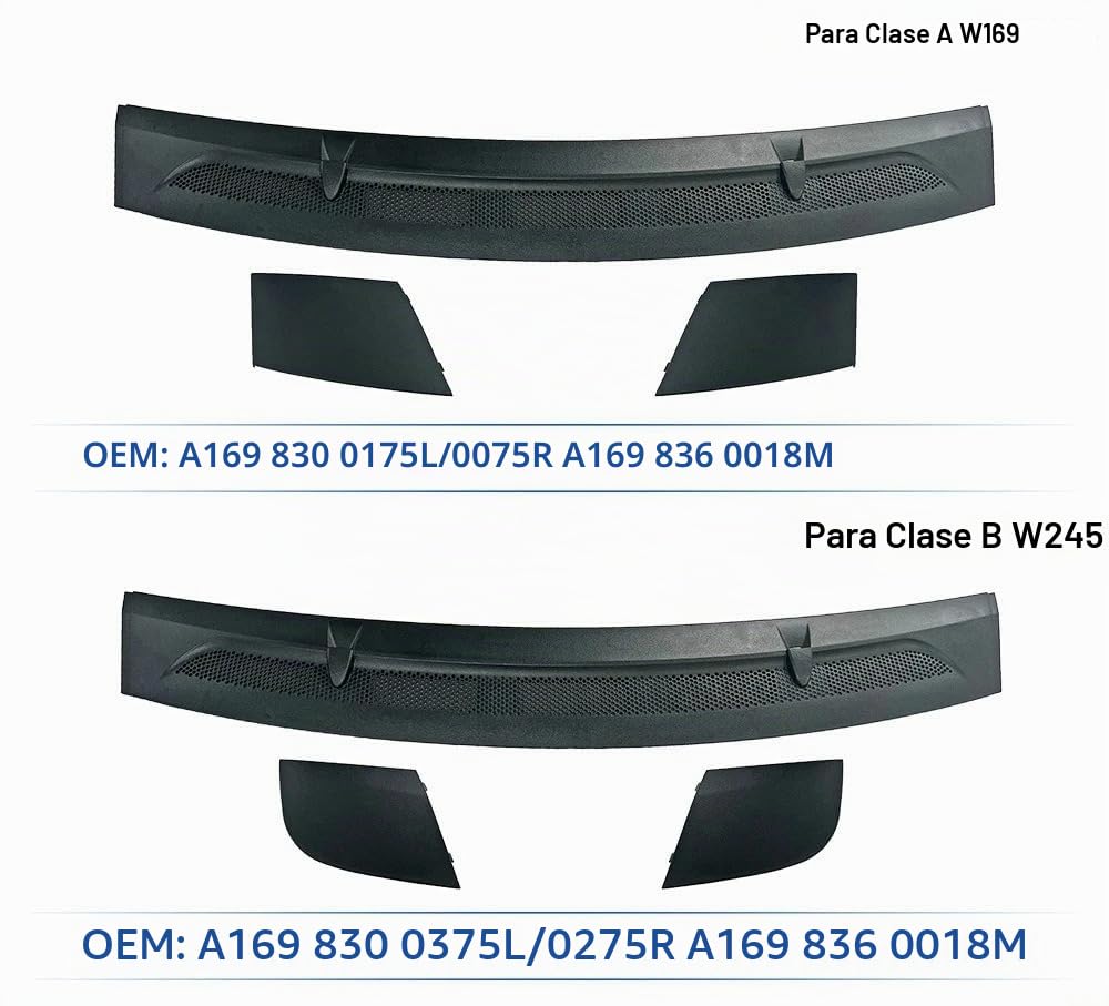 Compatible con MB Clase A W169 B W245 Cubierta de drenaje de agua de repuesto para capó de parabrisas delantero