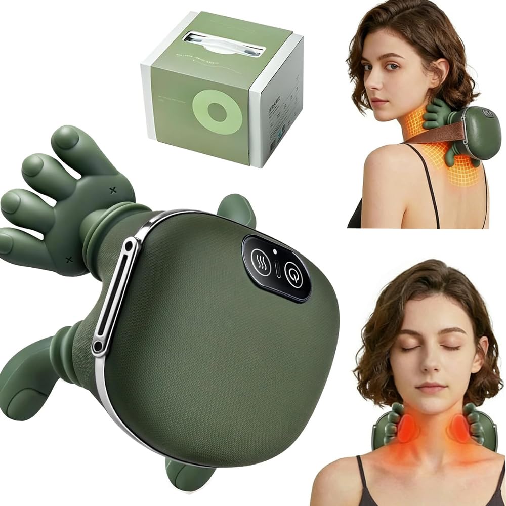 Masseur Cervical, Masseur Dos Et Cervicales Avec Chaleur Cou Cervical Chauffant 2 Niveaux 3 Modes Massage Pour voyager reposer soulager le stress, Cadeaux Pour Maman Femmes et Hommes