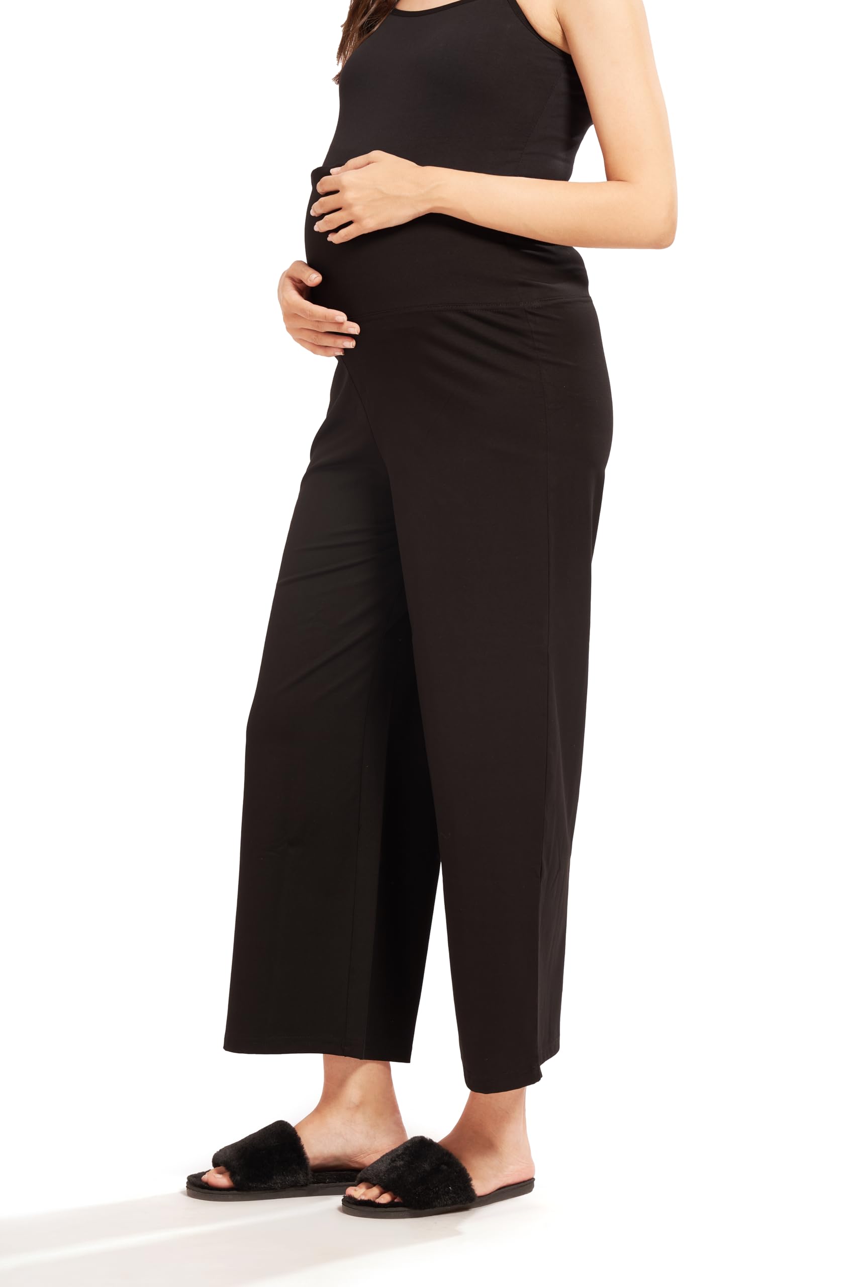 AV2 Women's Cotton Lycra Stretchable Relaxed Fit Maternity Pants | Maternity Yoga Pants | Maternity Trousers Black XX-Large 5556 - Image 4 thumbnail