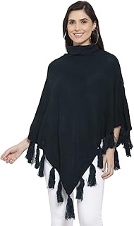 Style Quotient Women Teal Blue Poncho with Fringed Detail-picture-14