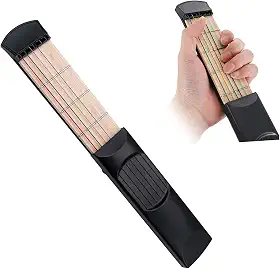 Treinador de Acordes Guitarra Bolso Ferramenta Prática Modelo Trastes Portátil 6 Cordas para Iniciantes com Sacola Armaz