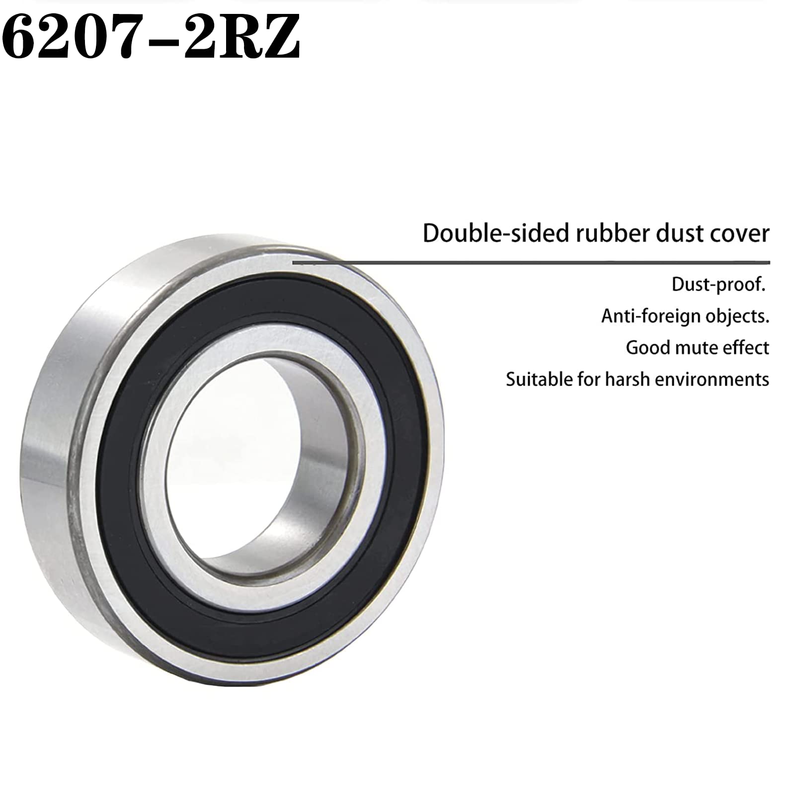 アンドレ　安積 6207-2RZ Bearings, 35x72x17mm Ball Bearing 6207RZ Double Rubber
