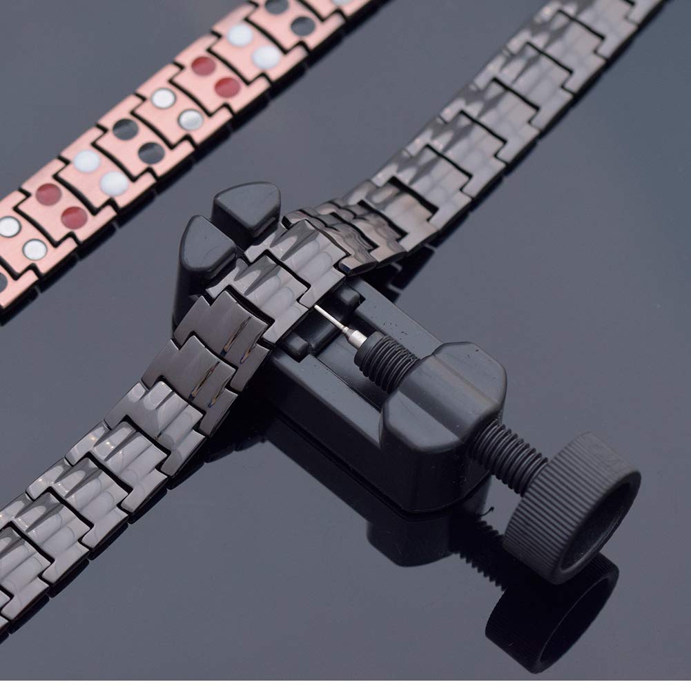JFUME Bracelets en cuivre pur pour hommes Bracelets magnétiques 4in1 Elements avec outil pour enlever les liens 8.5" Ajustable