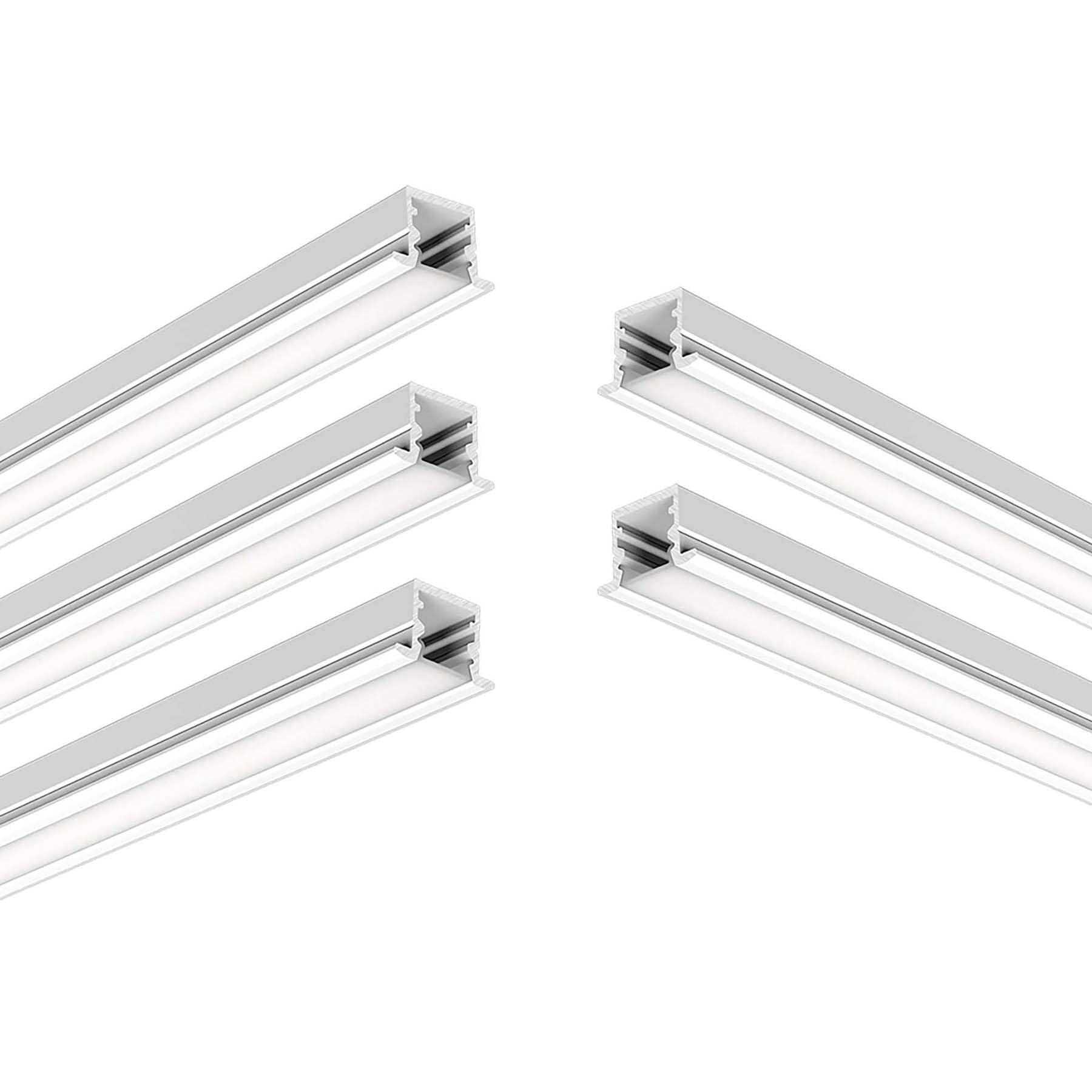 G.W.S® Recessed LED Profile, 5-Pack Aluminium Channel for LED Strip Light, 2 Metres 14.8mmx9.9mm (516-Y1510) — image 1