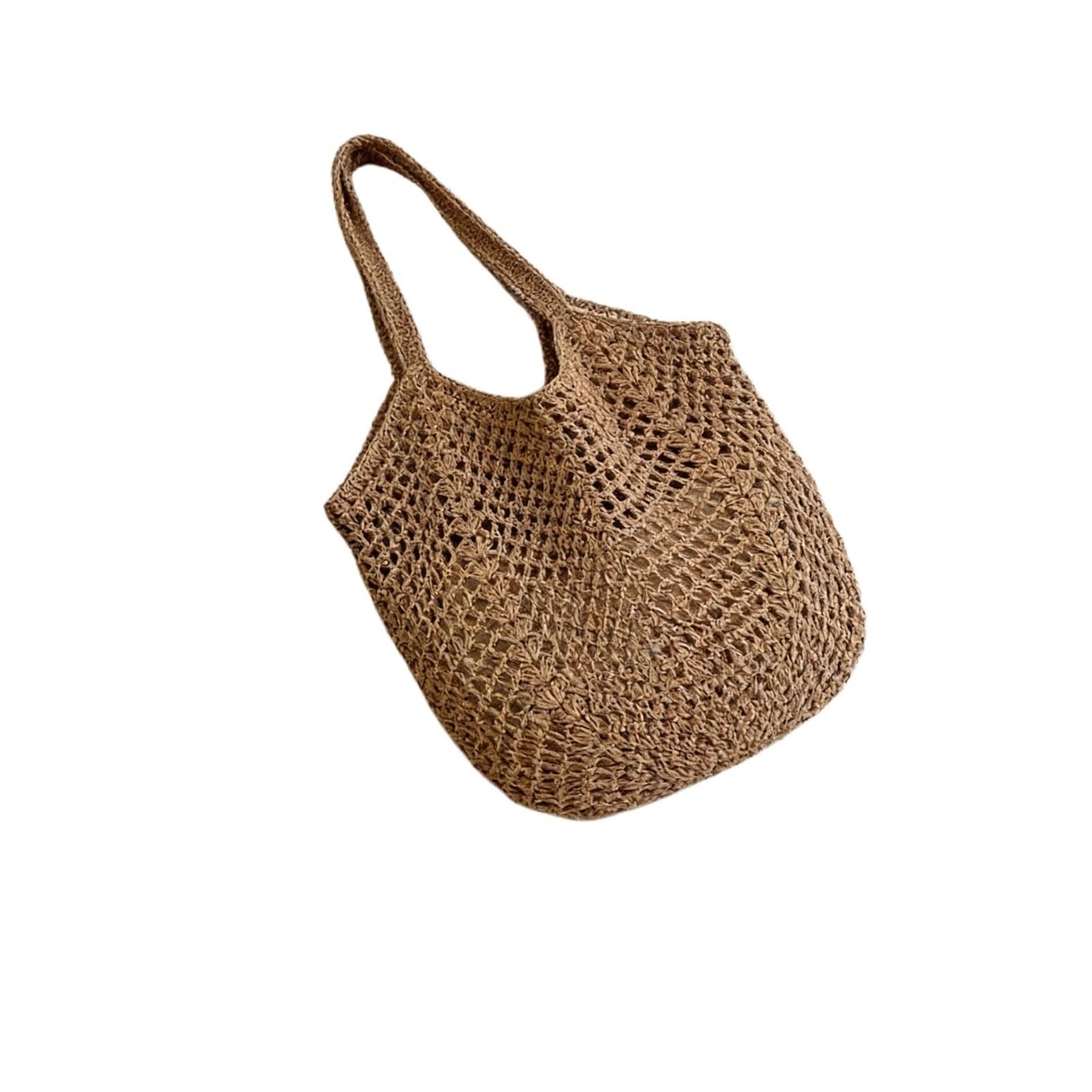 Borsa tote grande in pelle pieghevole da spiaggia in rete intrecciata