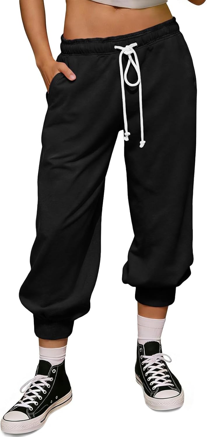 KIKX0DE Women Jogger Sweatpants with Elastic Waist Adjustable Drawstring Cuffed Hem Relaxed Fit Soft Fabric