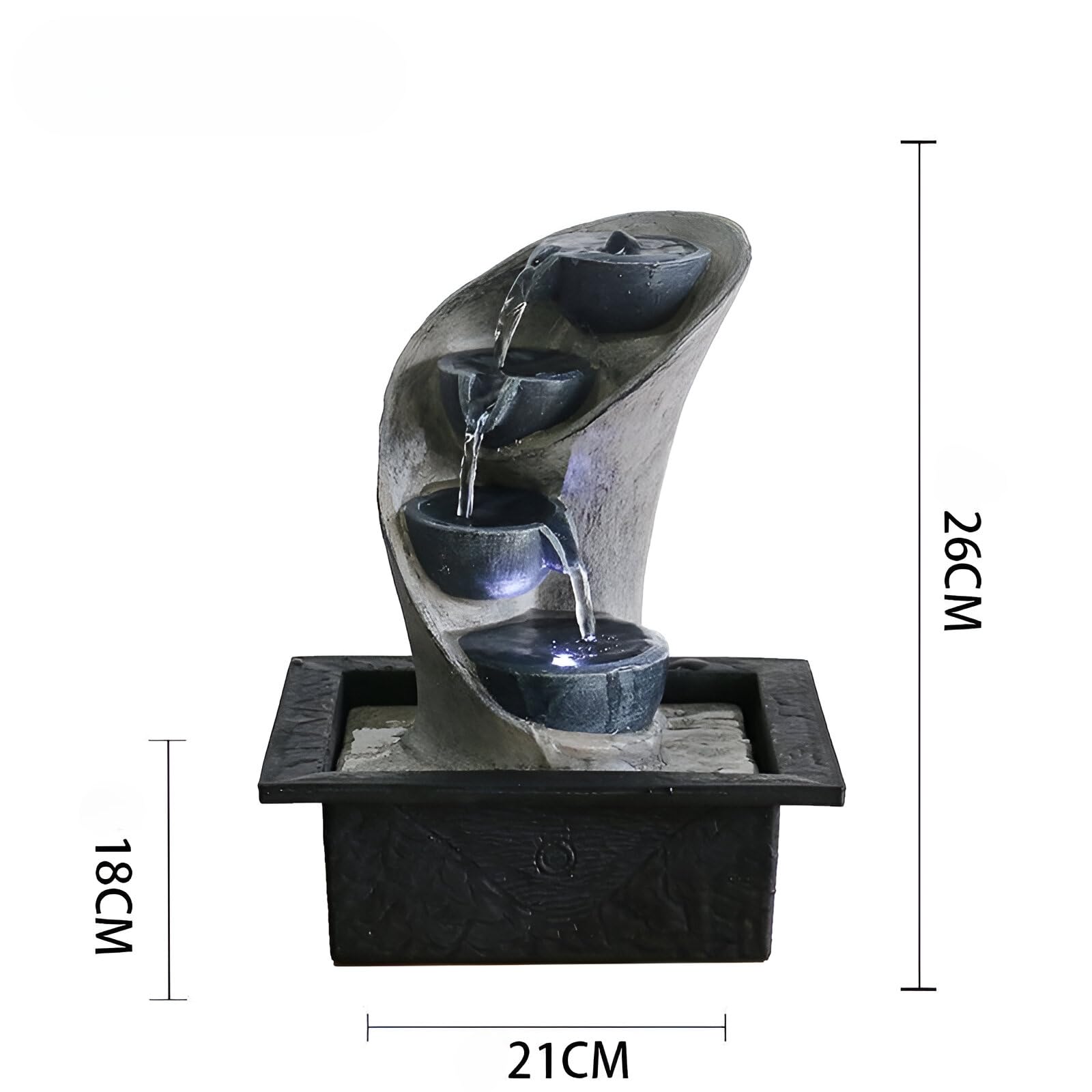 Zen Rock Tabletop Fountain with Multi-Tier Water Flow, LED Lights & 10 Natural Crystals – Indoor Relaxation Decor for Home, Office, Bedroom, Meditation (Style 2)