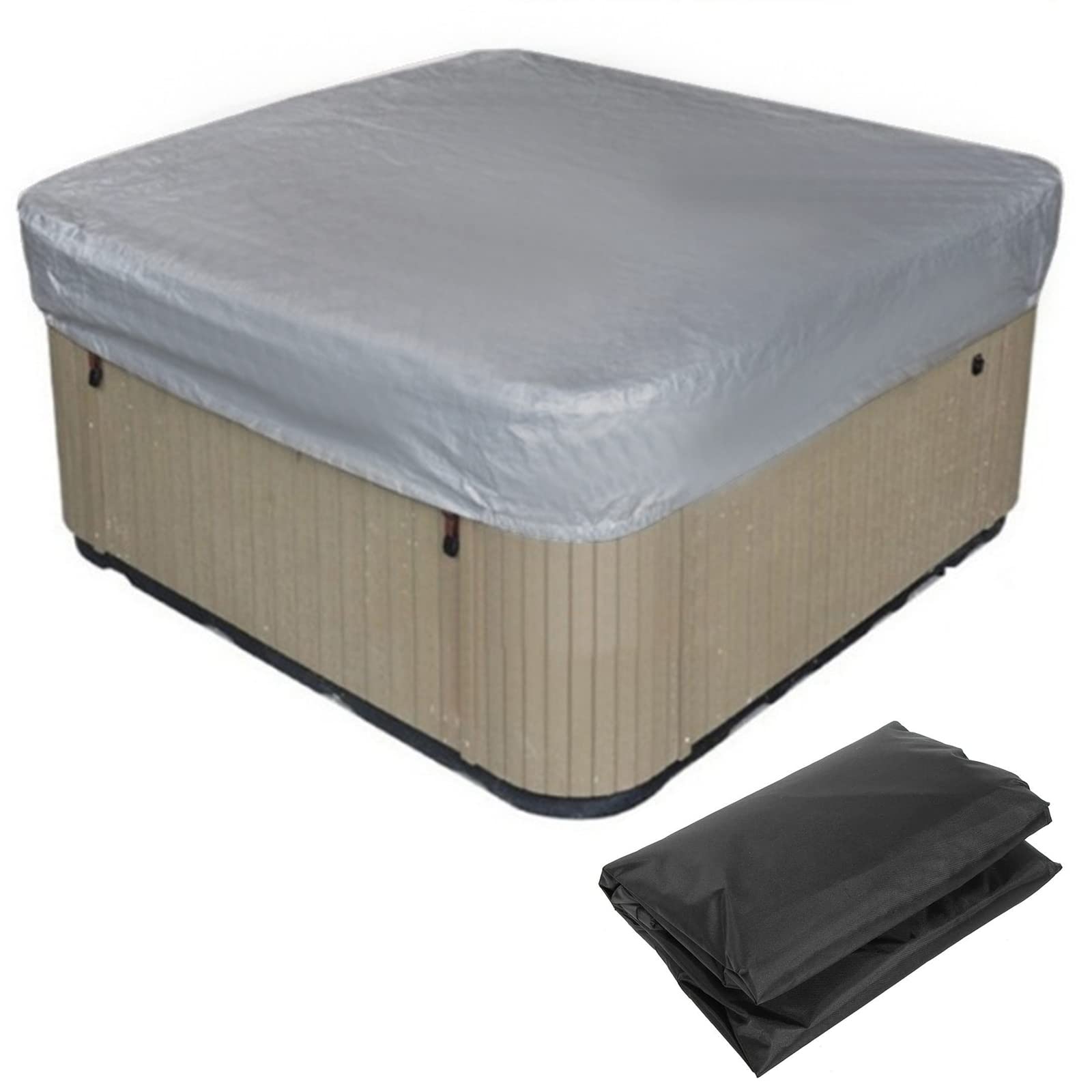 Sjasd Grey Square Hot Tub Cover - 210D Polyester Waterproof,Uv Protection Anti-Tear Spa Cover For Hot Tub Cover Protector,Built For All Climates Including Winter,Gray,210×210×30Cm