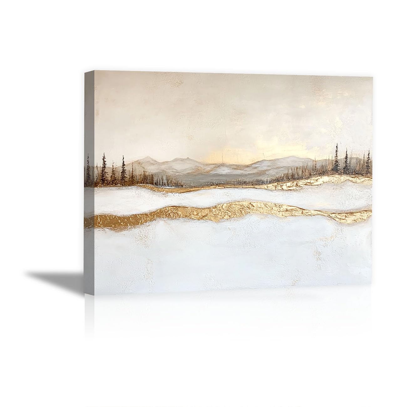 HUYEEI Landscape Poster, Mountain landscape painting, paintings wall art, Suitable for living room etc.(white)-30x50cm Framed
