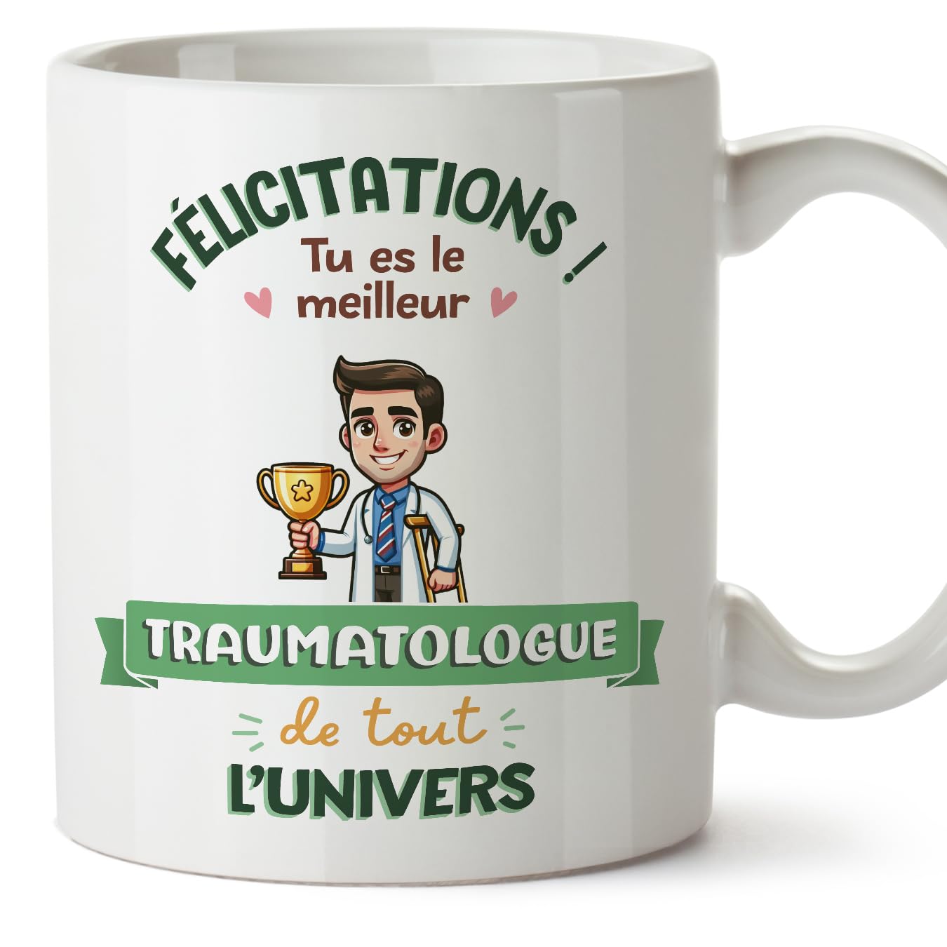 MUGFFINS TRAUMATOLOGIST Man Mug - in French - Meilleur Univers Trophée - Funny Gift for Colleagues - Ceramic 11oz Mug — image 1