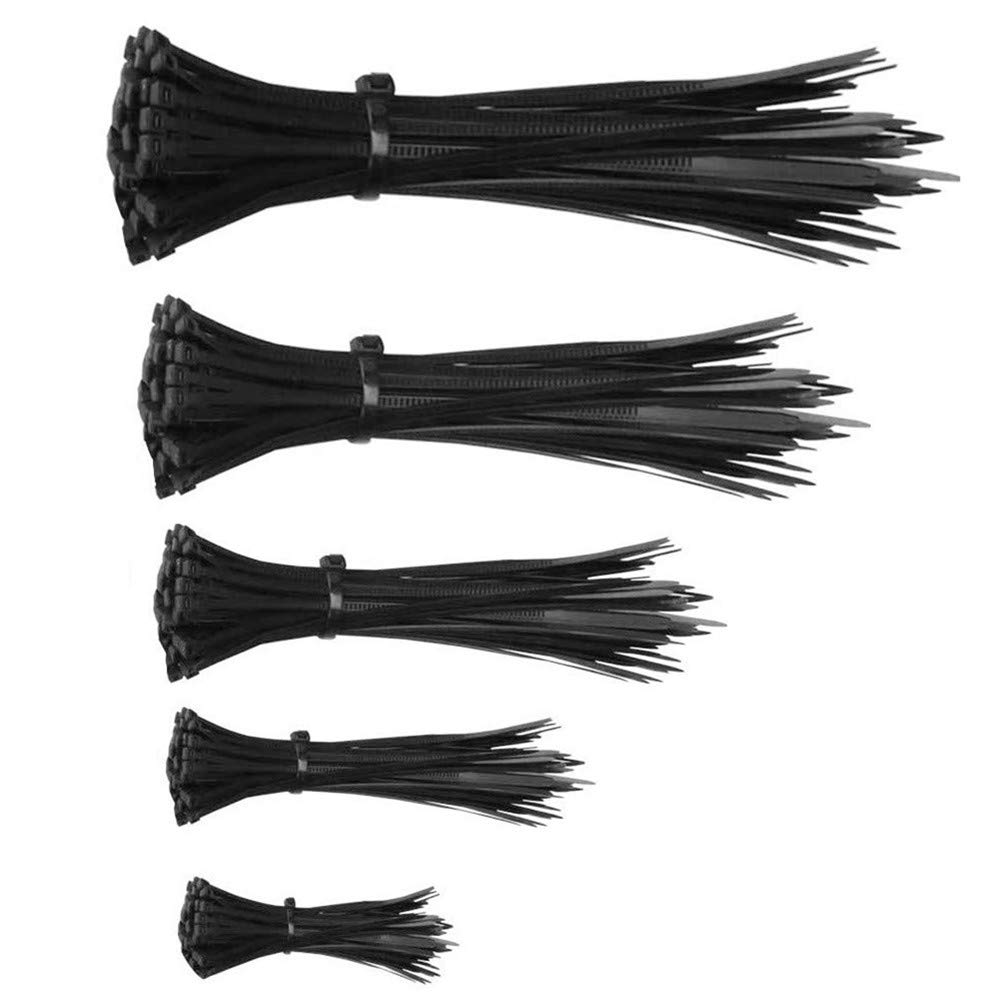 Zip Ties,ON THE WAY 500 Packs Djustable Durable Self Locking 4+6+8+10+12-Inch Width 0.16inch Assorted Size Wire Ties Ultra Strong Durable Nylon Cable Ties for Indoor and Outdoor