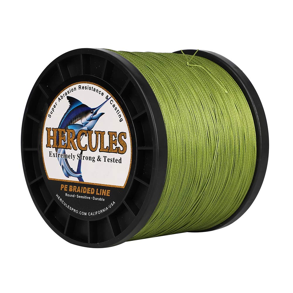 Hercules Braided Fishing Line 2000m 2187yds 10lbs-200lbs Pe Superline 8 Strands (Army Green 90lb/40.8kg 0.50mm) โ image 1