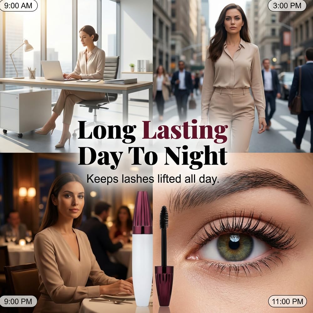 7D Waterproof Volume Mascara, 2026 New Black Lengthening Thickening Softer Fuller Lashes Mascara, Long Lasting Natural Curling Lashes for Professional Eye Makeup for Women (3)