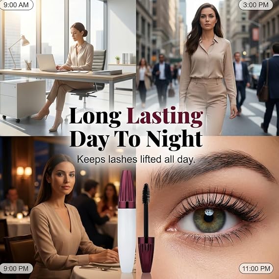 7D Waterproof Volume Mascara, 2026 Upgrade Smudge-Proof Curling & Lengthening Mascara, Long-Lasting Black Mascara Fiber Lashes Thickening Eye Makeup for Defined Curl for Women Girls (1 PCS)
