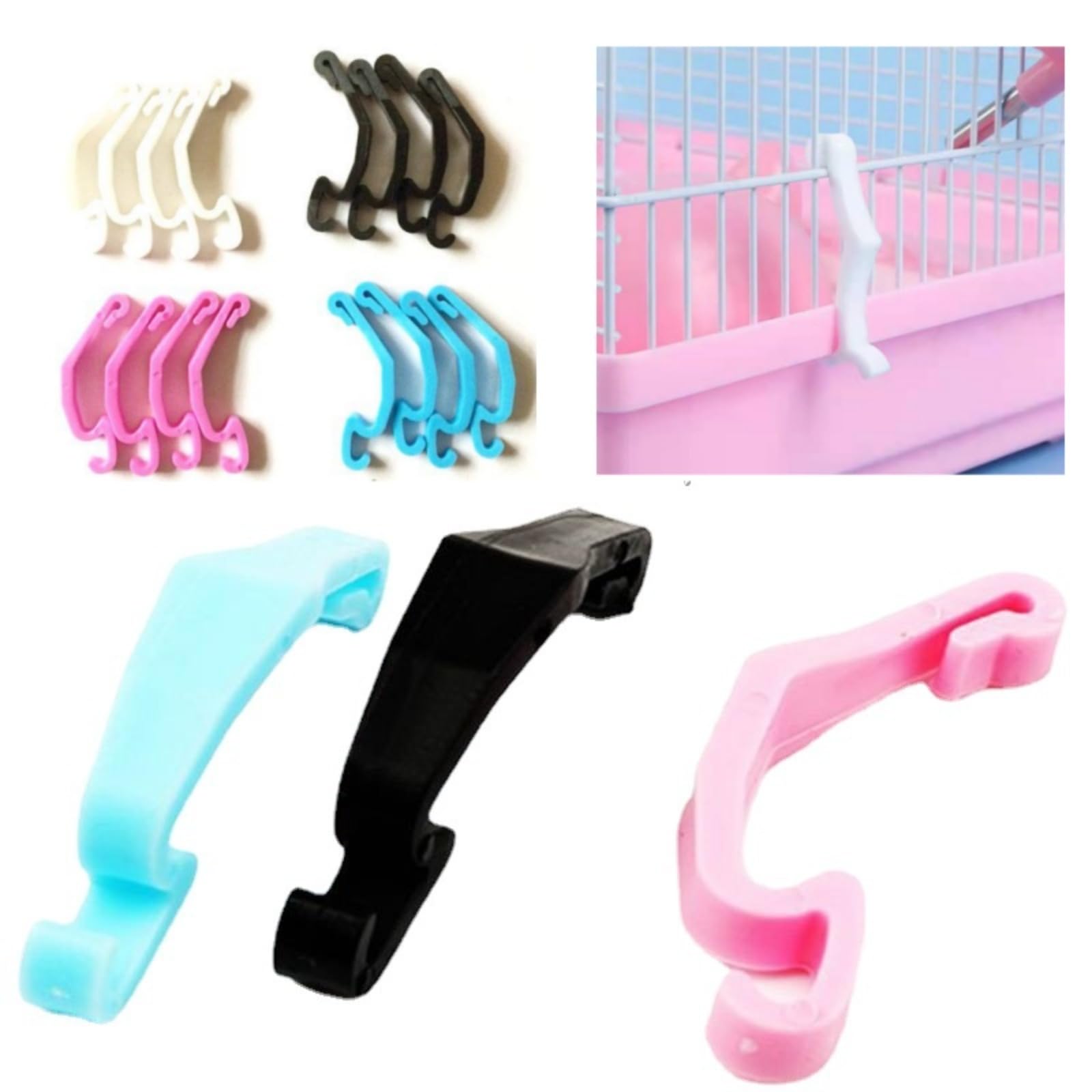 20 Pieces Bird Cage Door Buckle Lock Fixed Buckles Cage Plastic Cage Connectors Rabbit Cage Cage Accessory Metal Cage Fixing
