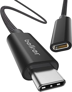 Belker USB C Extension Cable 1M/3.3ft New Version USB3.2 (10gbps) Type C Male to Female Extension Charging & Sync for PSVR2 MacBook Pro 2022 M2 M1Max Galaxy S23/S22/S21/Note 20 Pixel 7 Dell XPS Black