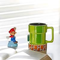 Vista 2 de Super Mario Warp Pipe Mug Ceramic Coffee Mug Gift for Gamers, Fathers, Coffee Enthusiasts, for Cappuccino, Latte or Hot Tea, 15 Oz, Green
