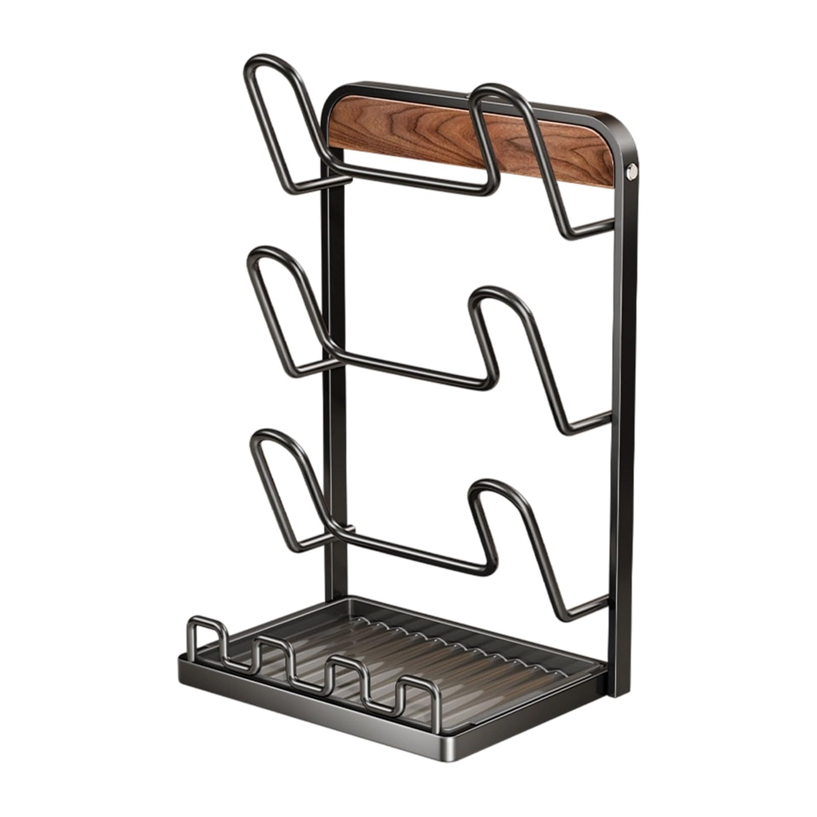 Btgghytr Contemporary Cookware Cover Holder Featuring Detachable Drain Pan and Slip Resistant Feet Sturdy Countertop Solution for Pans and Cooking Tools Utensil Drying Rack